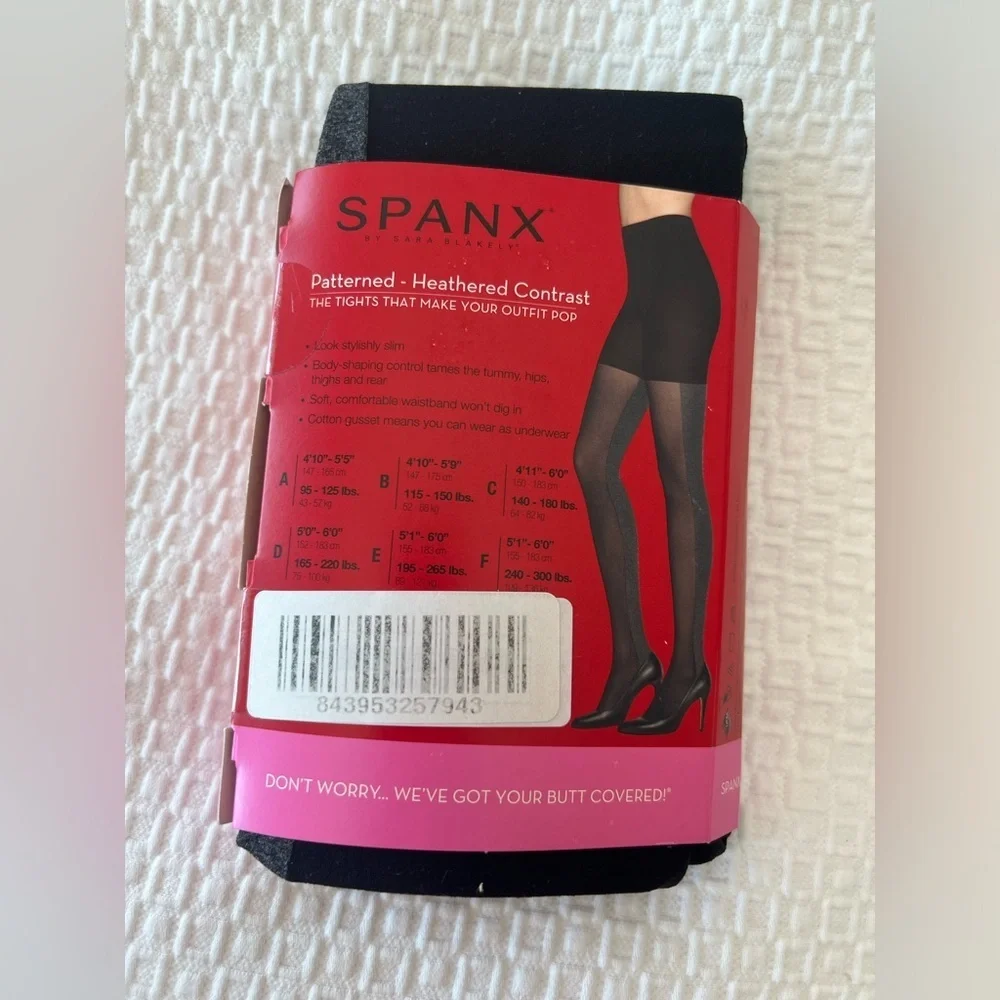 SPANX By Sara Blakely Tight-End Tights Patterned-Heathered Contrast Black/Grey